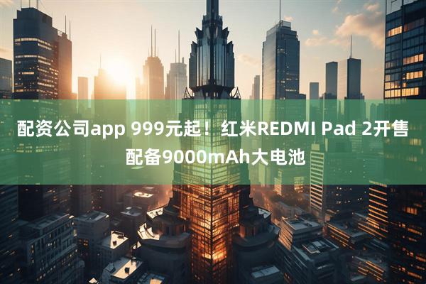 配资公司app 999元起！红米REDMI Pad 2开售 配备9000mAh大电池